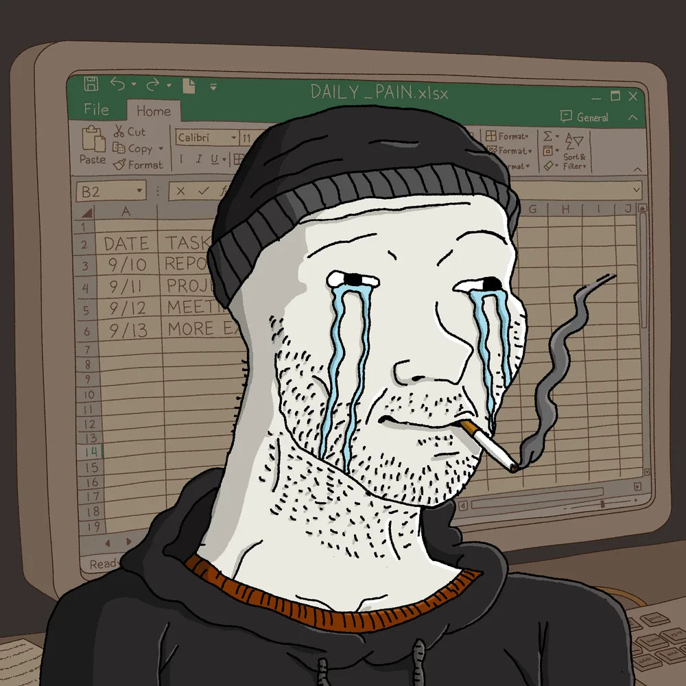 Wagie Wojak #0010: doomer collectible artwork