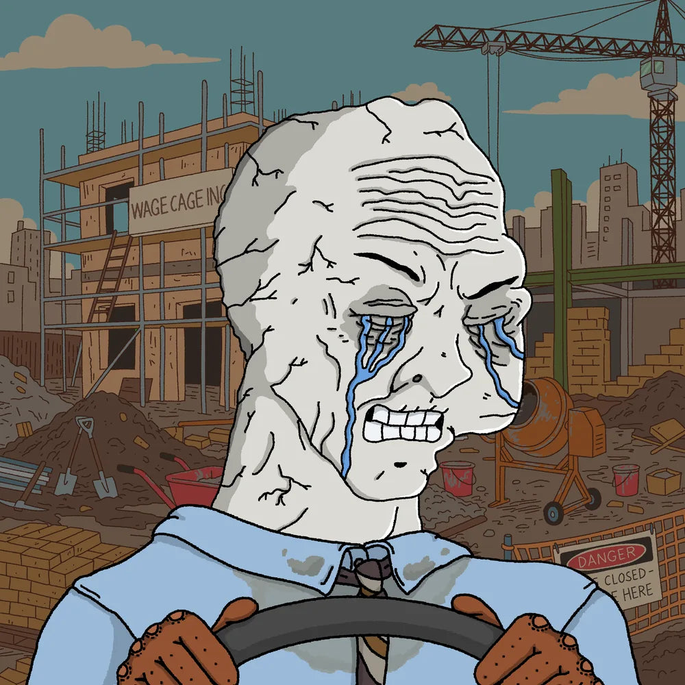 Wagie Wojak #0587: exhausted wojak collectible artwork