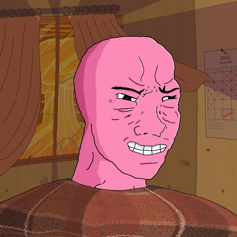 Wagie Wojak #0841: pink wojak collectible artwork
