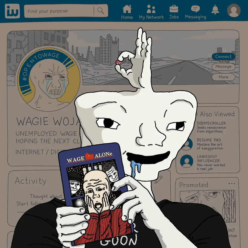 Wagie Wojak #0927: brainlet collectible artwork