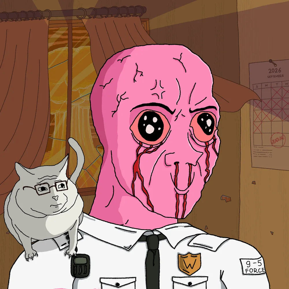 Wagie Wojak #0598: pink wojak collectible artwork